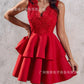 Women Spring Summer Dress Skirt V Neck Sleeveless Flounced Edge Lace Sexy Casual Sheath Fashion Comfortable Regular Standard Fit