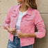 2025 Trend Womens Short Denim Jacket Classic Long Sleeve Boyfriend Jean Jacket Slim Fit Button Down Lapel Denim Coat Outwear ShedPoundsPortal