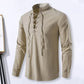 Shirt Cotton Linen Flax Tops Lace Up Long Sleeves Blouse Mens V Neck Medieval Costume Embroidery Tunic Casual Shirt ShedPoundsPortal