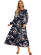 Women Eid Muslim Dresses Tight Waist O Neck Ruffles Spliced Casual Vestidos Flowers Dress Dubai Kaftan Islam Morocco Arab ShedPoundsPortal