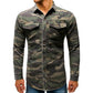 Men Shirts Coats Tops Camouflage Shirt Turn Down Collar Full Sleeve Single Breasted Casual Splice Regular Button Autumn ShedPoundsPortal