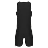Mens Swimwear One-piece Wetsuit Swimming Bathing Suit Round Neck Sleeveless Side Shorts Bodysuit Triathlon Front Zipper Swimsuit ShedPoundsPortal