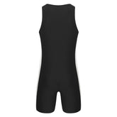 Mens Swimwear One-piece Wetsuit Swimming Bathing Suit Round Neck Sleeveless Side Shorts Bodysuit Triathlon Front Zipper Swimsuit ShedPoundsPortal