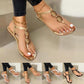 Summer Sandals Women Fashion Casual Beach Outdoor Flip Flop Sandals Metal Decoration Ladies Flat Roman Shoes Plus Size Sandals