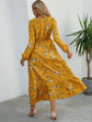 Women Eid Muslim Dresses Tight Waist O Neck Ruffles Spliced Casual Vestidos Flowers Dress Dubai Kaftan Islam Morocco Arab ShedPoundsPortal