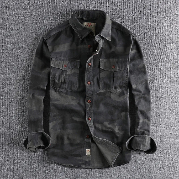 Male Single Breasted Shirts Turn Down Collar Long Sleeve Cardigan Men Shirt Loose Button Safari Style Slight Strech Print ShedPoundsPortal