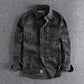 Male Single Breasted Shirts Turn Down Collar Long Sleeve Cardigan Men Shirt Loose Button Safari Style Slight Strech Print ShedPoundsPortal