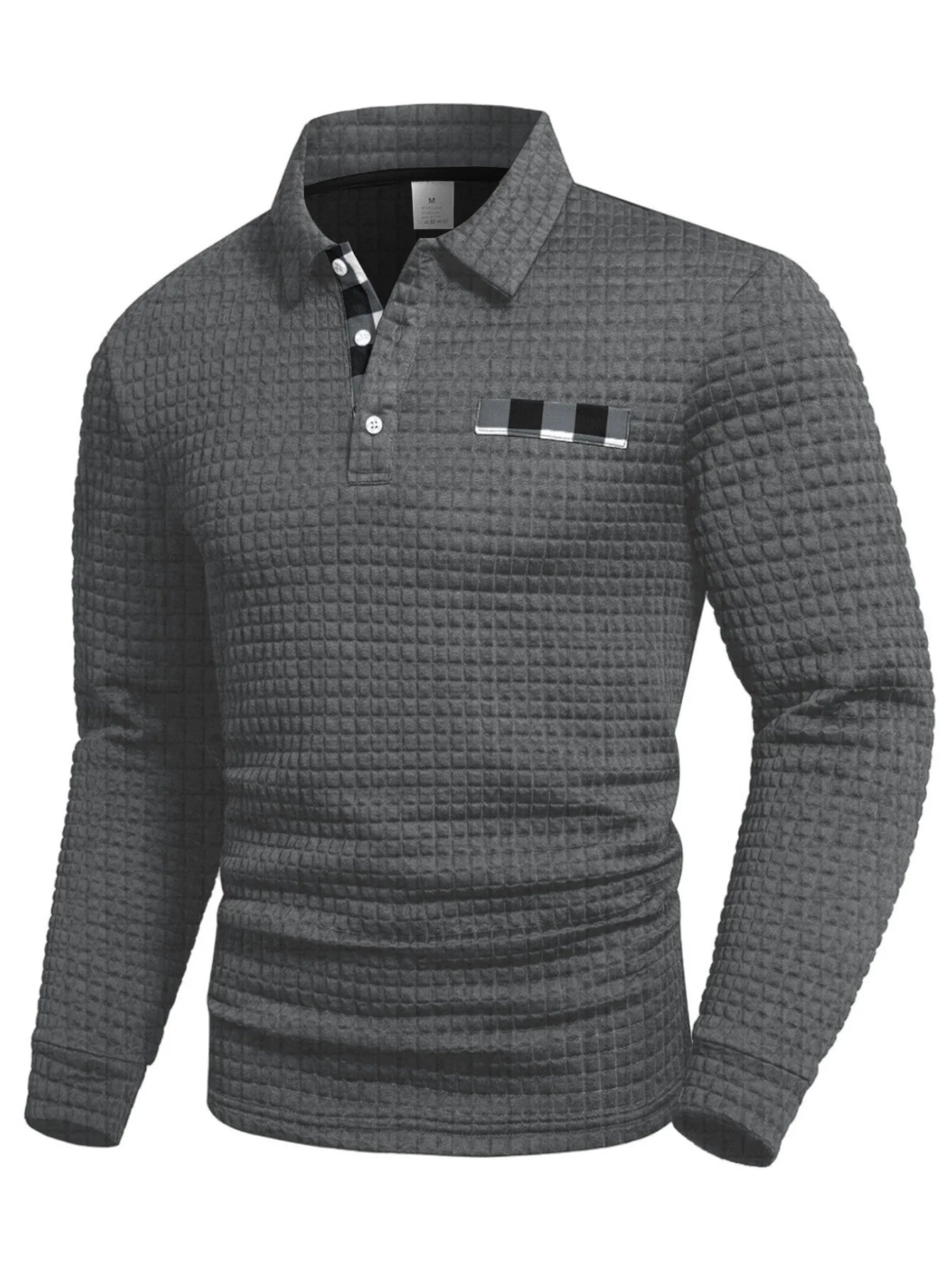 Digital Printed Fabric with Irregular Plaid Pattern, Non-Positioned Plaid Pattern, Thick Long-Sleeve Turn-Down Collar Top, Square Plaid Texture Fabric, Fashionable Casual Everyday Wear ShedPoundsPortal