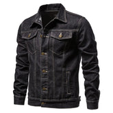 2025 Spring Men Solid Lapel Denim Jackets Fashion Motorcycle Jeans Jackets Hommes Slim Fit Cotton Casual Black Blue Coats ShedPoundsPortal