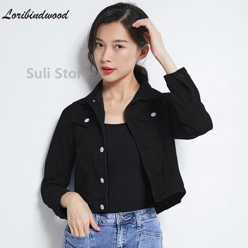 Jeans Jacket and Coats for Women 2025 Autumn Candy Color Casual Short Denim Jacket Korean Coats Women  Jeans Jacket  Clothes ShedPoundsPortal