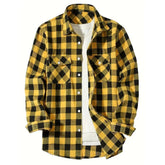 Mens Shirts Single Breaste Classic Plaid Smart Casual Flannel Shirt Long Sleeved Chest Two Pockets Design Spring Autumn Men Tops ShedPoundsPortal