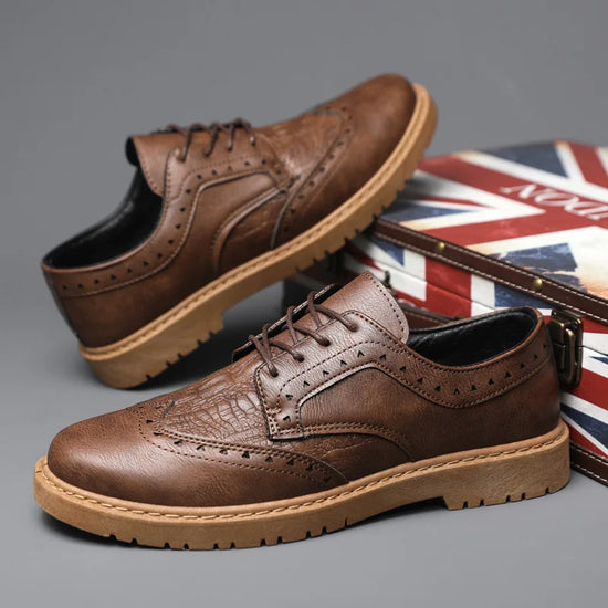 Leather Shoes for Men Luxury High Quality Brogue Shoes comfortable Soft Sole Men&