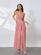 Women Summer Sleeveless Dress Casual Plaid Print Ruffle Party Dress for Cocktail Beach Club Streetwear