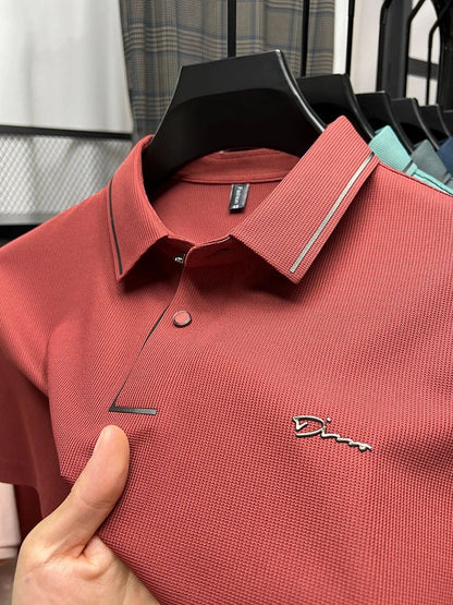 High end luxury brand fashion hot diamond short sleeve Advanced printed POLO shirt summer new Korean version men&
