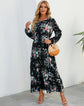Women Eid Muslim Dresses Tight Waist O Neck Ruffles Spliced Casual Vestidos Flowers Dress Dubai Kaftan Islam Morocco Arab ShedPoundsPortal