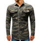 Men Shirts Coats Tops Camouflage Shirt Turn Down Collar Full Sleeve Single Breasted Casual Splice Regular Button Autumn ShedPoundsPortal