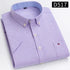 Cotton Fabric Breathable Men Oxford Short Sleeve Summer Plaid Striped Male Shirt Business Regular Fit Oversized Clothes ShedPoundsPortal