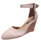 Fashion Women High Heel Sandals Closed Toe Solid Suede Pointed Wedge Heel Shoes Thick Bottom Buckle Sandals Female Footwear