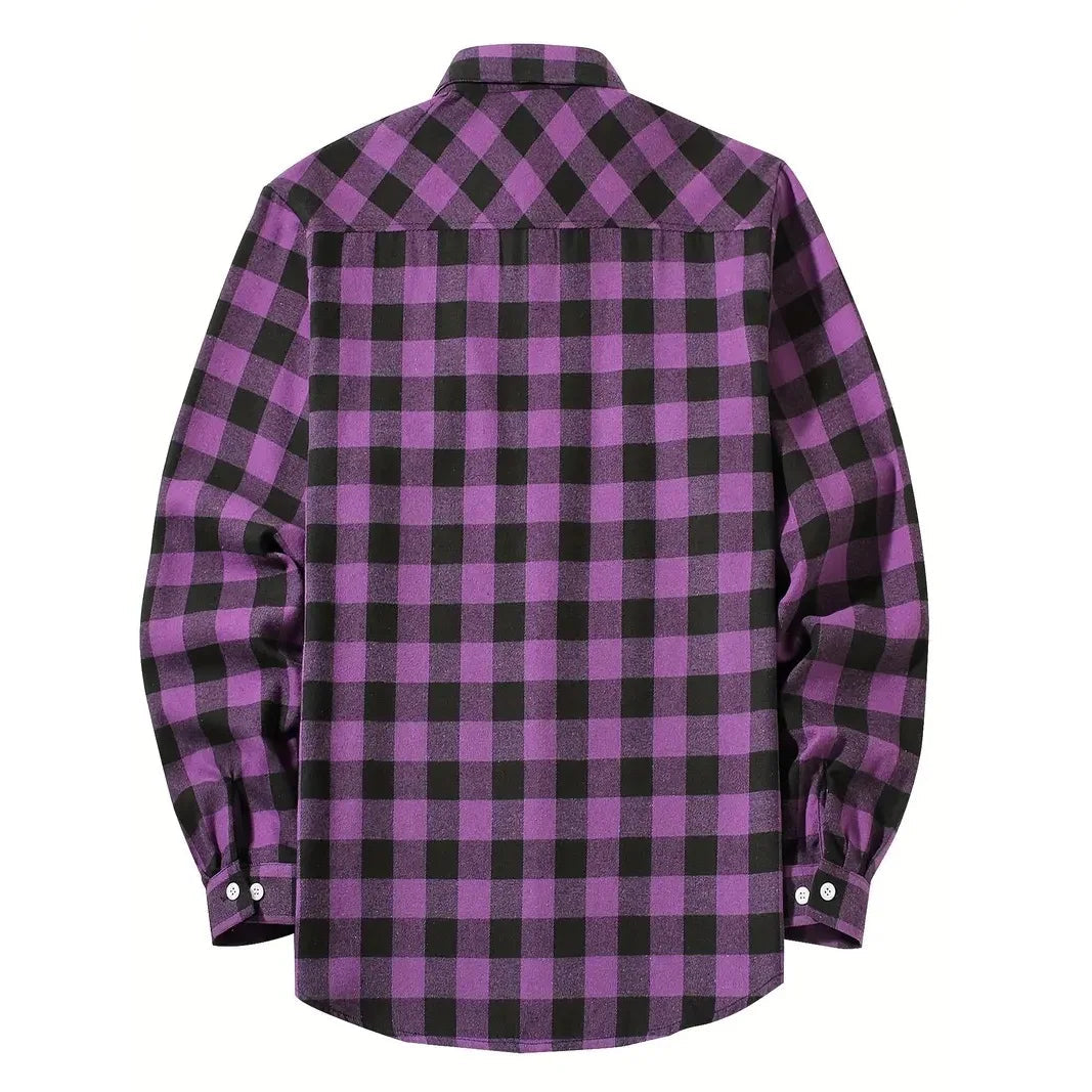 Mens Shirts Single Breaste Classic Plaid Smart Casual Flannel Shirt Long Sleeved Chest Two Pockets Design Spring Autumn Men Tops ShedPoundsPortal