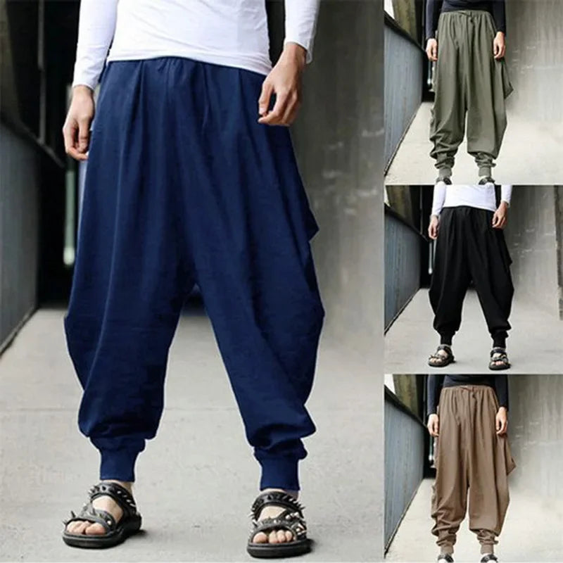 Mens Pants Loose Bloomers Retro Casual Fashion Design Cool Harem Trousers ShedPoundsPortal