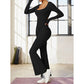 long sleeved jumpsuit U-neck tight and sexy backless jumpsuit for autumn and winter yoga sports and leisure series ShedPoundsPortal