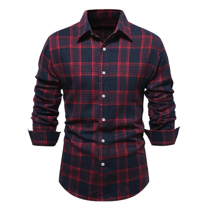 Casual Plaid Long Sleeve Men&