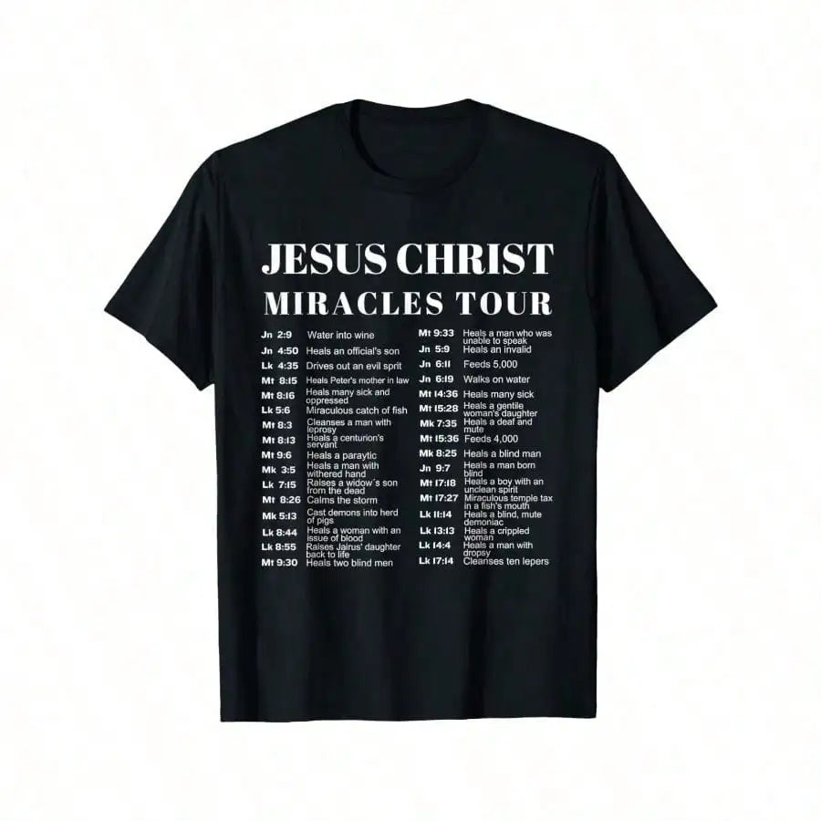 Jesus Christ Miracles Tour Graphic T-Shirt - Soft Cotton, Crew Neck, Men&