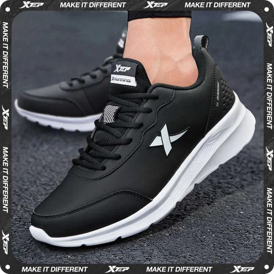 Xtep Running Shoes For Men 2025 Winter Leather Waterproof Sports Shoes Cushioning Wear-Resistant Jogging Sneakers 876419110051