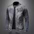 Trendy Stand Collar Zip-Uplapel Motorcycle Denim Jacket Unique Vintage Sports Top For Men Casual Trendy Brand Jacket ShedPoundsPortal