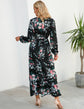 Women Eid Muslim Dresses Tight Waist O Neck Ruffles Spliced Casual Vestidos Flowers Dress Dubai Kaftan Islam Morocco Arab ShedPoundsPortal