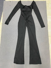 long sleeved jumpsuit U-neck tight and sexy backless jumpsuit for autumn and winter yoga sports and leisure series ShedPoundsPortal