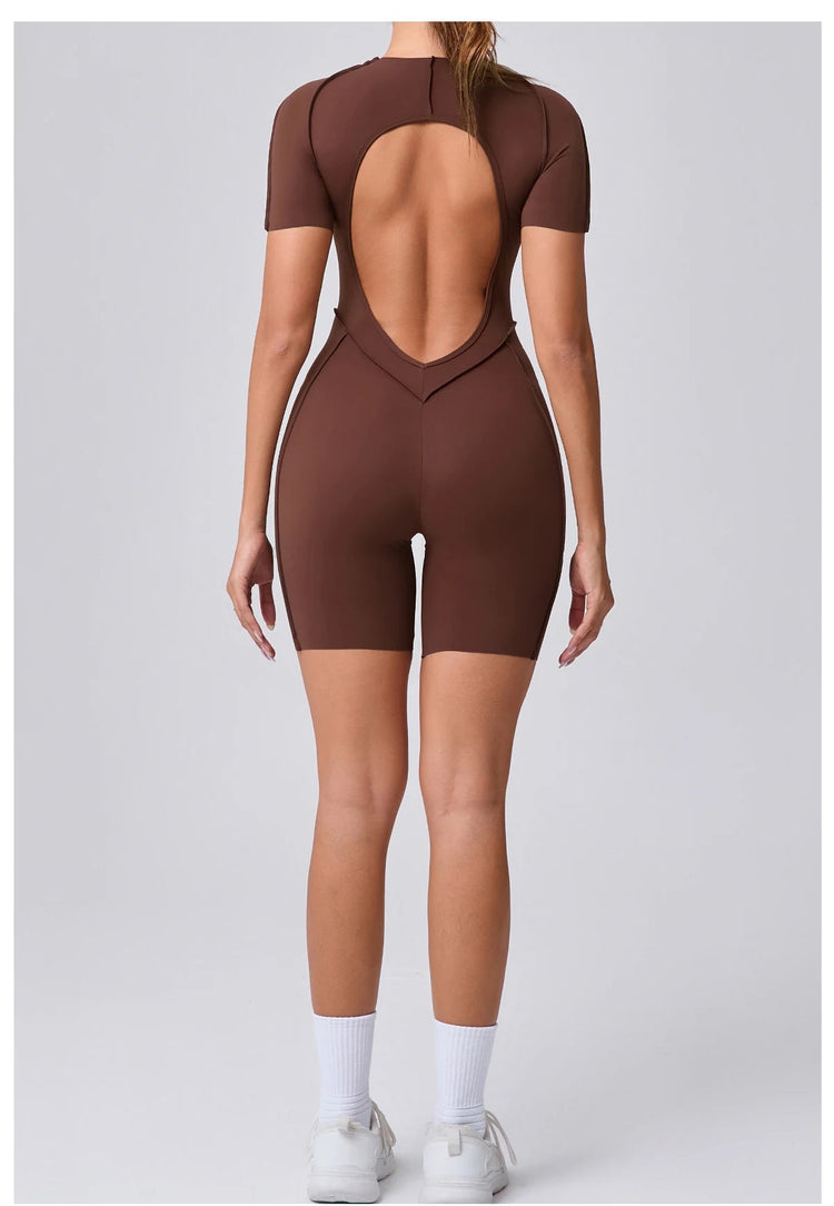 Short Jumpsuit Gym Clothes For Women Sportswear Fitness Overalls Backless Scrunch Booty Yoga Suit Sports Set Outfit ShedPoundsPortal