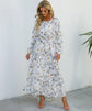 Women Eid Muslim Dresses Tight Waist O Neck Ruffles Spliced Casual Vestidos Flowers Dress Dubai Kaftan Islam Morocco Arab ShedPoundsPortal