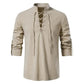 Shirt Cotton Linen Flax Tops Lace Up Long Sleeves Blouse Mens V Neck Medieval Costume Embroidery Tunic Casual Shirt ShedPoundsPortal