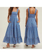Women Boho Maxi Dress Off Shoulder Ruffle Floral Print Sleeveless Smocked Waist Long Summer Beach Dress with Pockets