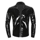 Men Wet Look Patent Leather Coat Long Sleeve Front-Zip Shiny Metallic Tops Fashion Man&