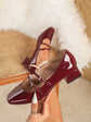 Women heels Shoes Mary Jane Shoes Woman Pumps Patent Leather High Heels Dress Shoes Red Wedding Shoes Spring 2025 Double Buckle