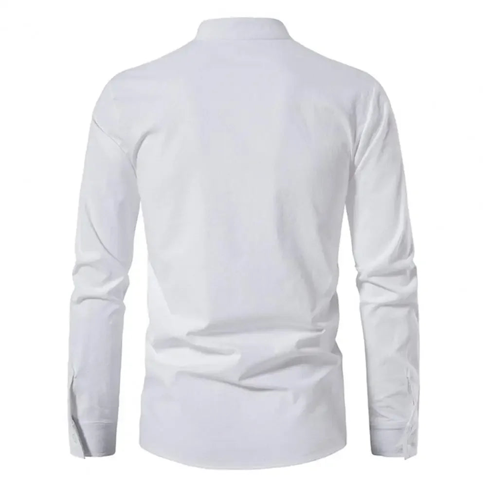Shirt Cotton Linen Flax Tops Lace Up Long Sleeves Blouse Mens V Neck Medieval Costume Embroidery Tunic Casual Shirt ShedPoundsPortal