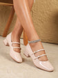 Women heels Shoes Mary Jane Shoes Woman Pumps Patent Leather High Heels Dress Shoes Red Wedding Shoes Spring 2025 Double Buckle