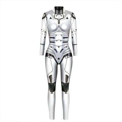 Robot Punk Jumpsuit Catsuit Sexy Female Women Cosplay Costume Skeleton Cyberpunk Steampunk Zentai Suit Halloween Bodysuit ShedPoundsPortal