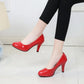 High Heels Shoes Women White Wedding Shoes Thick High Heels Fashion Party Pumps Footwear Black Red Big Size 34-42