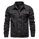 2025 Spring Men Solid Lapel Denim Jackets Fashion Motorcycle Jeans Jackets Hommes Slim Fit Cotton Casual Black Blue Coats ShedPoundsPortal