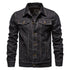 2025 Spring Men Solid Lapel Denim Jackets Fashion Motorcycle Jeans Jackets Hommes Slim Fit Cotton Casual Black Blue Coats ShedPoundsPortal