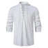 Shirt Cotton Linen Flax Tops Lace Up Long Sleeves Blouse Mens V Neck Medieval Costume Embroidery Tunic Casual Shirt ShedPoundsPortal