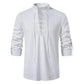 Shirt Cotton Linen Flax Tops Lace Up Long Sleeves Blouse Mens V Neck Medieval Costume Embroidery Tunic Casual Shirt ShedPoundsPortal