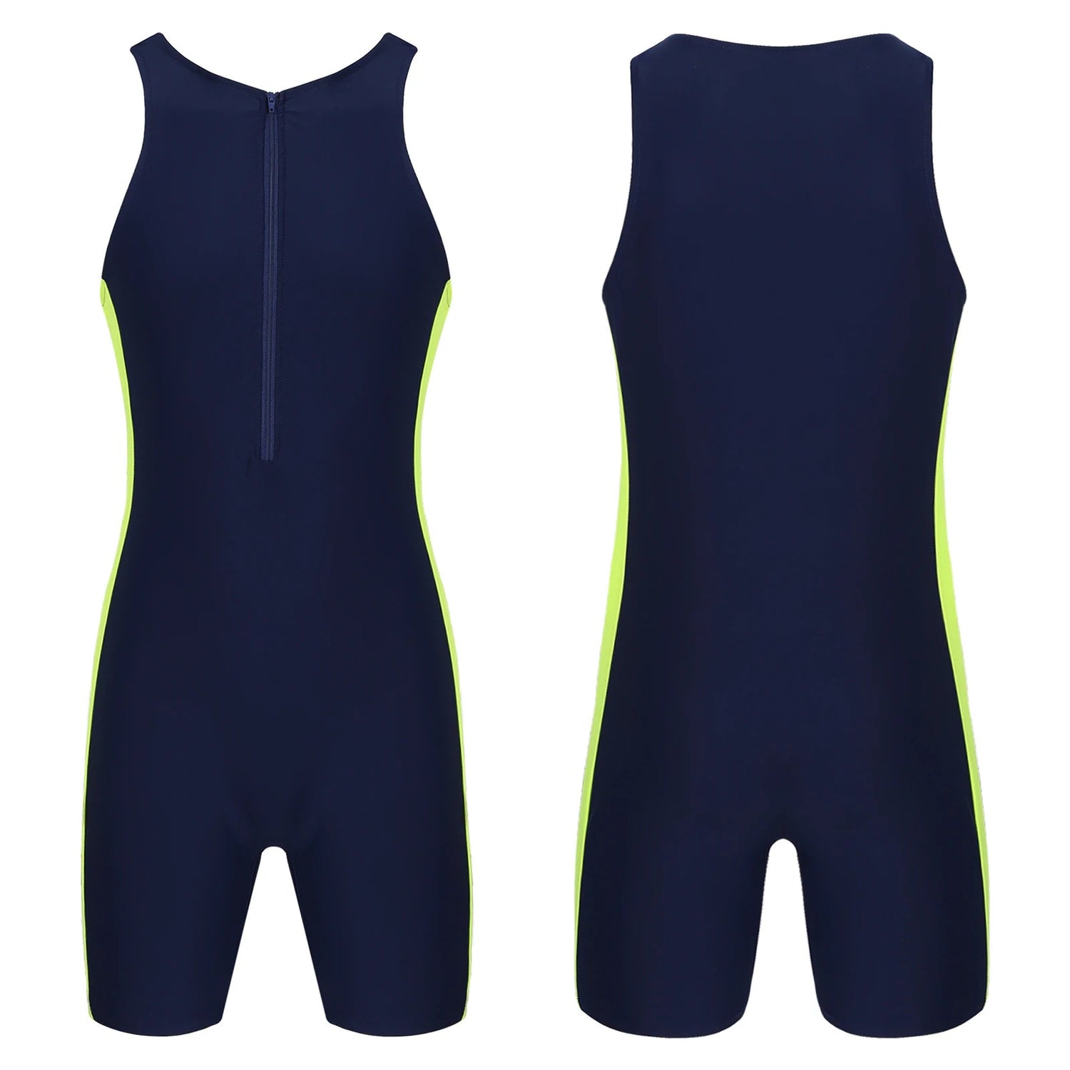 Men One-piece Swimwear Swimming Jumpsuit Patchwork Side Shorts Bodysuit Triathlon Wetsuit for Beach Pool Swimming Bathing Suit ShedPoundsPortal