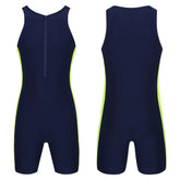 Men One-piece Swimwear Swimming Jumpsuit Patchwork Side Shorts Bodysuit Triathlon Wetsuit for Beach Pool Swimming Bathing Suit ShedPoundsPortal