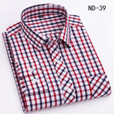 New Cotton Plaid Shirts For Man Long Sleeve Single Pocket Regular Fit Soft Easy Care Classic Dress Casual Shirts Man Clothing ShedPoundsPortal
