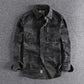 Male Single Breasted Shirts Turn Down Collar Long Sleeve Cardigan Men Shirt Loose Button Safari Style Slight Strech Print ShedPoundsPortal