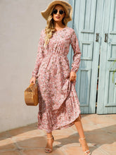 Women Eid Muslim Dresses Tight Waist O Neck Ruffles Spliced Casual Vestidos Flowers Dress Dubai Kaftan Islam Morocco Arab ShedPoundsPortal